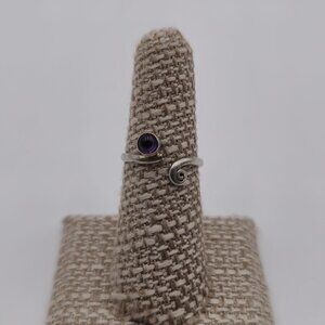 Size 6.5 Sterling Silver Rustic Open Amethyst Stone Ring A2467